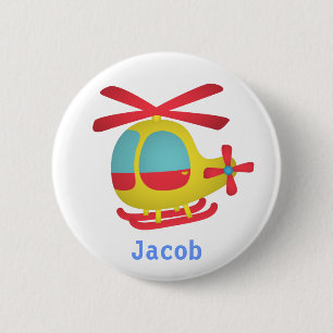 Lieve en Kleurrijke Helikopter voor Kinderen Ronde Button 5,7 Cm