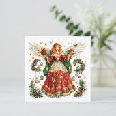 Lieve engel met kerstcadeaus feestdagenkaart (Staand voorkant)