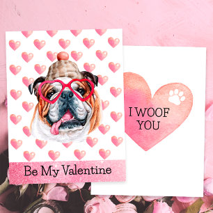 Lieve Engelse Bulldog Ik Hou Van Jou Hond Valentij Feestdagenkaart
