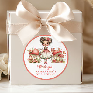 Lieve Fee Roze Bloemen Meisje Verjaardag Bedankt Ronde Sticker