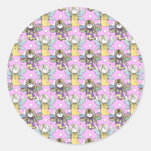 Lieve feeën en sterren en manen patroon ronde sticker