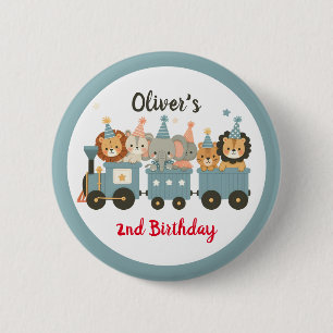 Lieve feestdieren in trein Persoonlijk Ronde Button 5,7 Cm