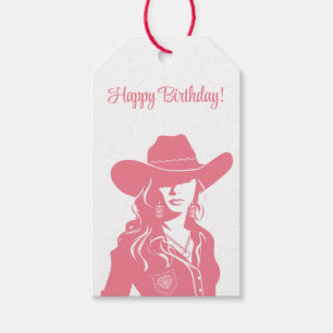 Lieve Flirt Roze Cowgirl Westers Landelijk Stijl Cadeaulabel