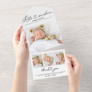Lieve foto geboortekaartjes met script all in one uitnodiging