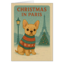 Lieve Franse Bulldog Kerstmis in Parijs Vouwkaart