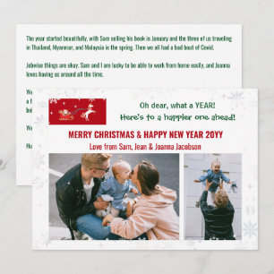 Lieve Funny Cute Santa Unicorn 2 Foto's Letter Feestdagenkaart