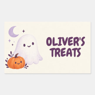 Lieve Geest Persoonlijke Halloween Snoepzak Rechthoekige Sticker
