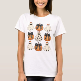 Lieve Geesten en Pompoenen Halloween Patroon T-shirt