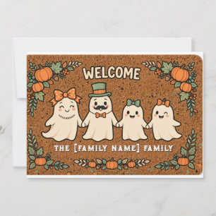 Lieve Geestenfamilie Halloween Deurmat Pompoen Kaart