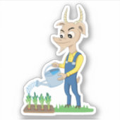 Lieve geit Tuinman cartoon Sticker (Voorkant)