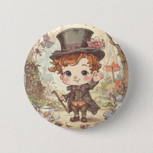 Lieve Gekke Hoedenmaker Fantasievolle Wonderland B Ronde Button 5,7 Cm