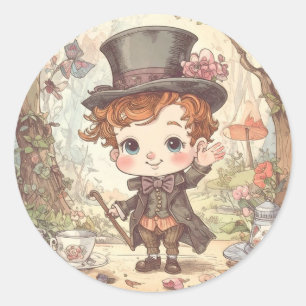Lieve Gekke Hoedenmaker Fantasievolle Wonderland B Ronde Sticker