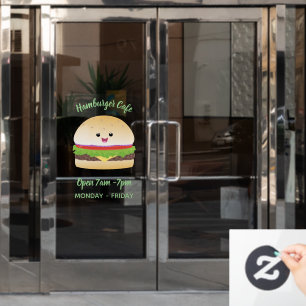 Lieve gelukkige kawaii hamburgerse tekenfilm raamsticker