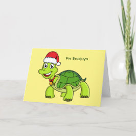 Lieve gelukkige schildpad met kerstman hoed kaart
