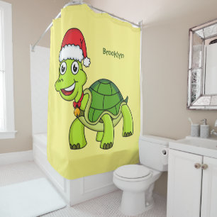Lieve gelukkige schildpad met kerstmuts douchegordijn