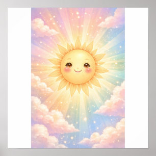 Lieve Gelukkige Zon Pastel Poster