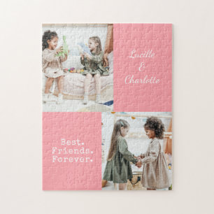 Lieve gepersonaliseerde BFF Twee Foto Roze Beste V Legpuzzel
