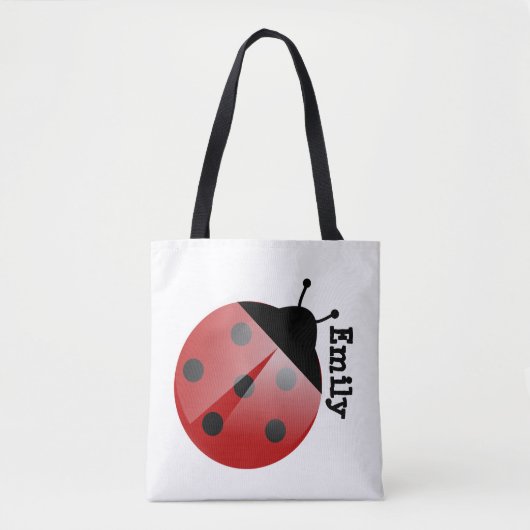 Lieve Gepersonaliseerde Lieveheersbeestje op Witte Tote Bag (Voorkant)