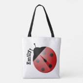 Lieve Gepersonaliseerde Lieveheersbeestje op Witte Tote Bag (Achterkant)