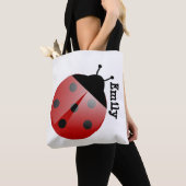 Lieve Gepersonaliseerde Lieveheersbeestje op Witte Tote Bag (Dichtbij)