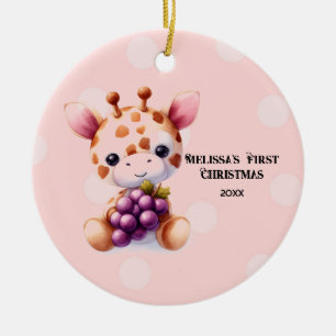 Lieve Giraffe Baby Eerste Kerstmis Keramisch Ornament
