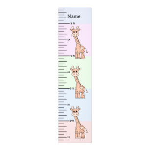 Lieve Giraffe Pastel Groeimeter Voeg naam kind toe Foto Afdruk