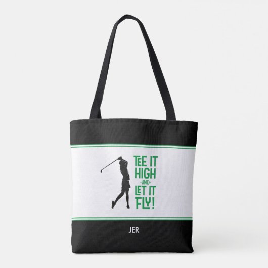 Lieve Golfer Golf Humor Grappig Modern Zwart Wit Draagtas (Achterkant)