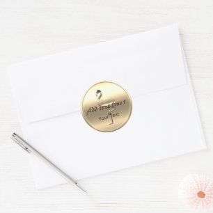 Lieve Gouden Flamingo Aanpasbare Tekst Toevoegen Ronde Sticker