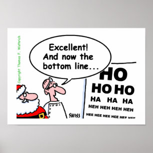 Lieve grappige kerstman optometrist oogtest cartoo poster