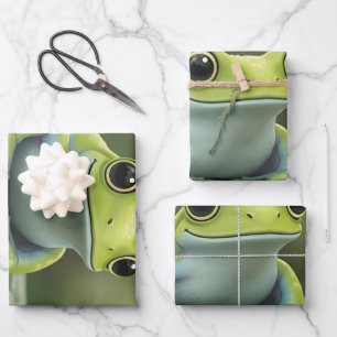 Lieve Groene Boomkikker op Blad Inpakpapier Vel