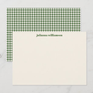 Lieve groene gingham ruitjes kerst persoonlijke bedankkaart