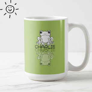Lieve Groene Kikker Reflectie Doodle Aangepaste Na Koffiemok