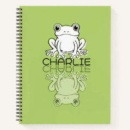 Lieve Groene Kikker Reflectie Doodle Aangepaste Na Notitieboek
