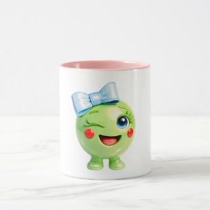Lieve Groene Smiley Illustratie Mok