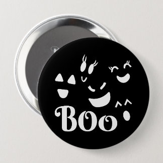 Lieve Halloween BOO Zwarte en Witte Geest Ronde Button 4,0 Cm