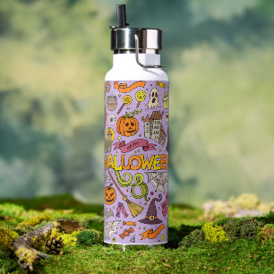 Lieve Halloween Doodle Patroon Waterfles