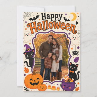 Lieve Halloween familie fotokaart | Prettig Hallow Kaart