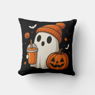 Lieve Halloween Geest met Pompoen en Drank Kussen