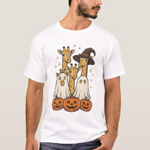 Lieve Halloween Giraffe Geest Pompoen Shirt Ontwer