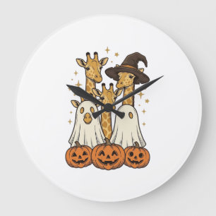 Lieve Halloween Giraffe Geest Pompoen Shirt Ontwer Grote Klok