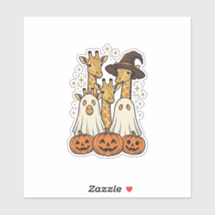 Lieve Halloween Giraffe Geest Pompoen Shirt Ontwer Sticker