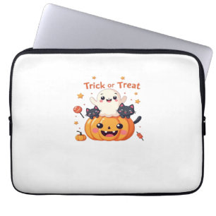 Lieve Halloween - Kawaii Geest en Zwarte Katten Kl Laptop Sleeve