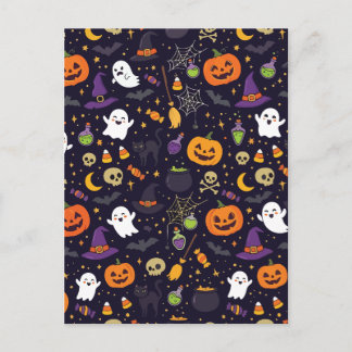 Lieve Halloween Magische Nacht Patroon Geest Heks Briefkaart