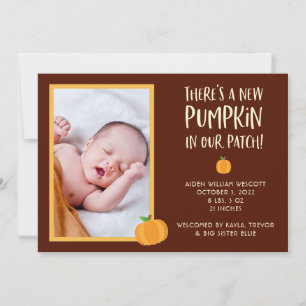 Lieve Halloween Pompoen Geboorteaankondiging Kaart