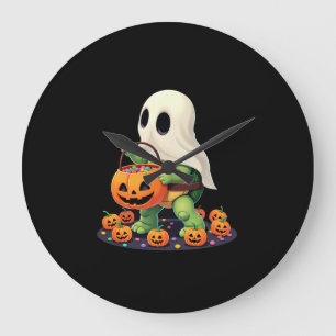 Lieve Halloween Schildpad Geest met Snoep (2) Grote Klok