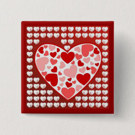 Lieve harten vierkante button 5,1 cm