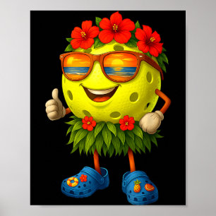 Lieve Hawaiiaanse pickleball bal tropisch strand Poster