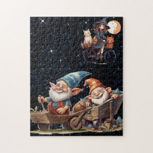 Lieve Heks En Gelukkige Dwergen In Starnacht Puzze Legpuzzel