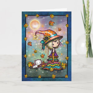 Lieve Heks en Knuffelkat Kunstkaart Kaart
