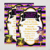 Lieve Heks met Ketel Halloween Verjaardagsuitnodig Kaart (Voorkant / Achterkant)